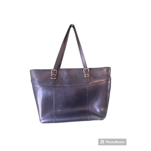 Polo by Ralph Lauren Handbags - Vintage Polo Ralph Lauren (RLL logo) Black Leather Large Tote Double Handle VNTG